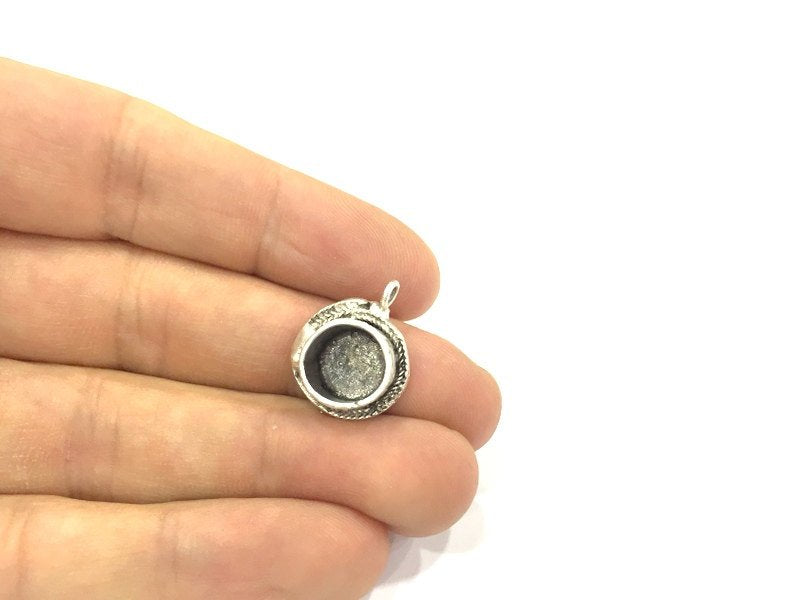 Antique Silver Plated Brass  Mountings , Blanks ( 10 mm blank) G5036