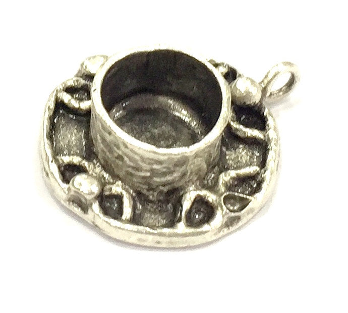 Antique Silver Plated Brass  Mountings , Blanks ( 10 mm blank) G5037