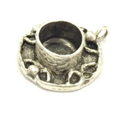 Antique Silver Plated Brass  Mountings , Blanks ( 10 mm blank) G5037