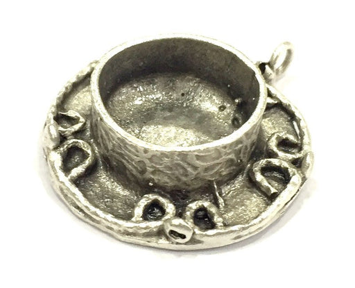 Antique Silver Plated Brass  Mountings , Blanks ( 16 mm blank) G5038