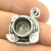 Antique Silver Plated Brass  Mountings , Blanks ( 10 mm blank) G5040