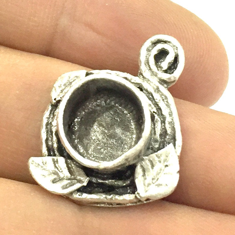 Antique Silver Plated Brass  Mountings , Blanks ( 10 mm blank) G5040