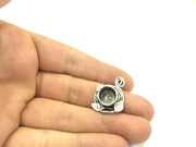 Antique Silver Plated Brass  Mountings , Blanks ( 10 mm blank) G5040