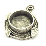 Antique Silver Plated Brass  Mountings , Blanks ( 16 mm blank) G5041