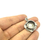 Antique Silver Plated Brass  Mountings , Blanks ( 16 mm blank) G5041