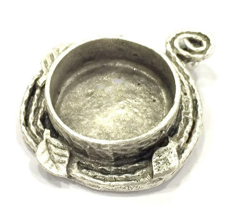 Antique Silver Plated Brass  Mountings , Blanks ( 20 mm blank) G5042