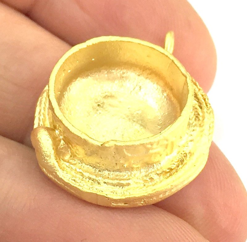 Gold Pendant Blank Base Setting Necklace Blank Mountings Gold Plated Brass    (16 mm blank) G5045