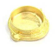 Gold Pendant Blank Base Setting Necklace Blank Mountings Gold Plated Brass   (25 mm blank) G5047