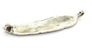 Large Feather Pendant (94x20mm) Antique Silver Plated Metal  G5056