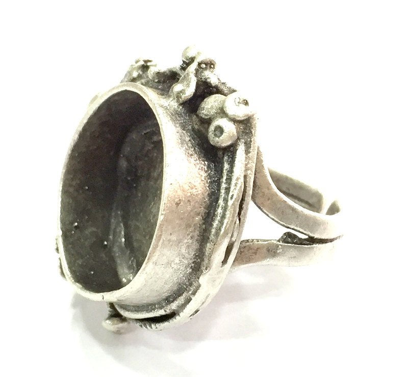 Adjustable Ring Blank, (20mm blank ) Antique Silver Plated Brass G5059