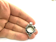Silver Pendant Blank Antique Silver Plated Brass  Mountings , Blanks ( 15 mm blank) G5061
