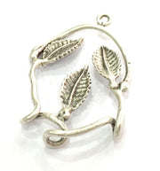 Antique Silver Plated Brass Leaf Charms  39x29 mm G5063
