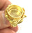 Gold Ring Blank Base Bezel Settings  Cabochon Base Mountings Adjustable  (16mm blank ) Gold Plated Brass G5065