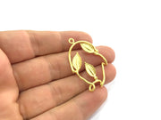 Gold Leaf Charms , Gold Plated Brass  39x29mm   G5066