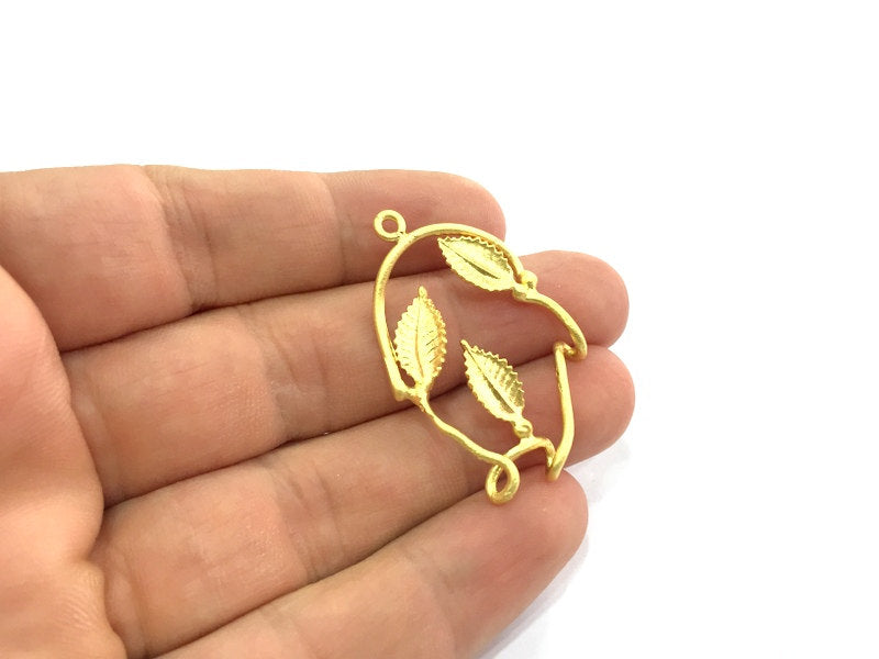 Gold Leaf Charms , Gold Plated Brass  39x29mm   G5066