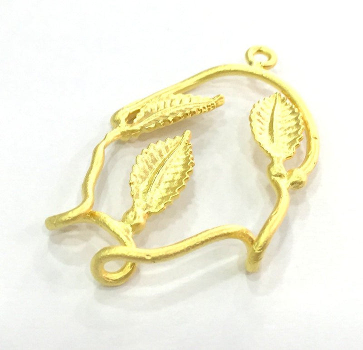 Gold Leaf Charms , Gold Plated Brass  39x29mm   G5066