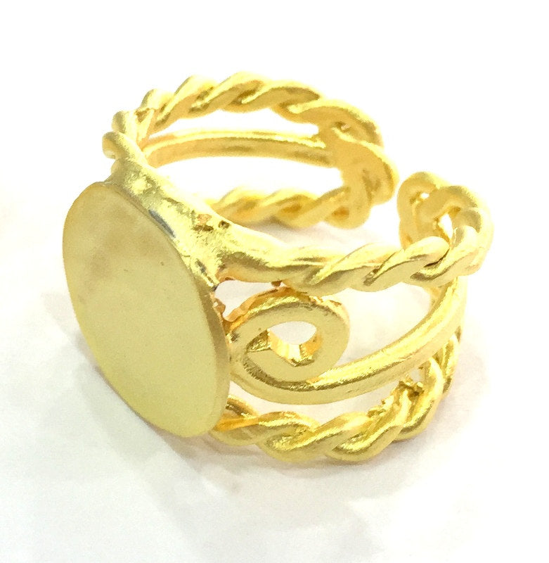 Adjustable Ring Blank, (15mm blank ) Gold Plated Brass G5069