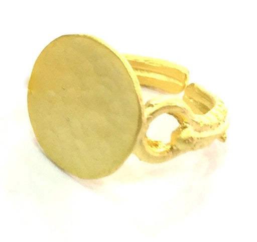 Adjustable Ring Blank, (15mm blank ) Gold Plated Brass G13362