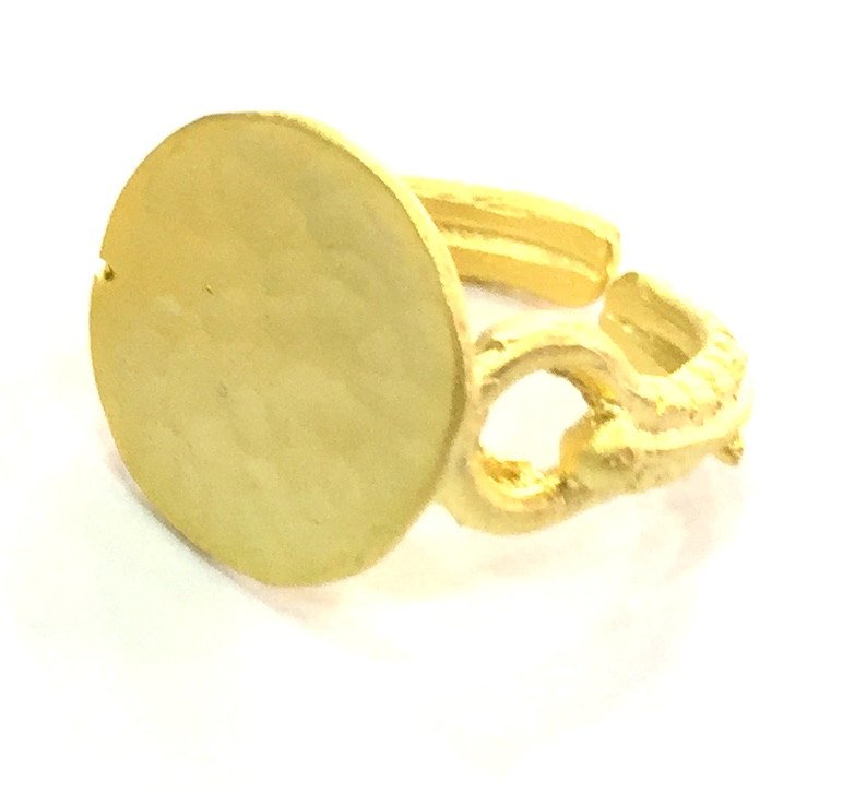 Adjustable Ring Blank, (15mm blank ) Gold Plated Brass G13362