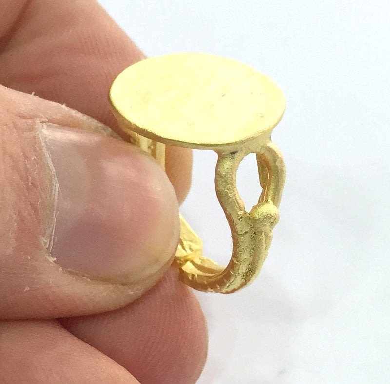 Adjustable Ring Blank, (15mm blank ) Gold Plated Brass G13362