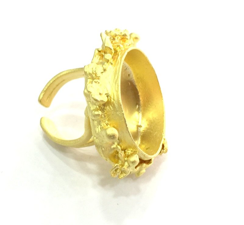 Adjustable Ring Blank, (25mm blank ) Gold Plated Brass G5071