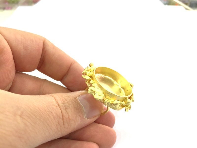 Adjustable Ring Blank, (25mm blank ) Gold Plated Brass G5071