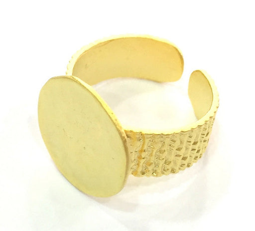 Adjustable Ring Blank, (15mm blank ) Gold Plated Brass G5072