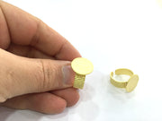 Adjustable Ring Blank, (15mm blank ) Gold Plated Brass G5072