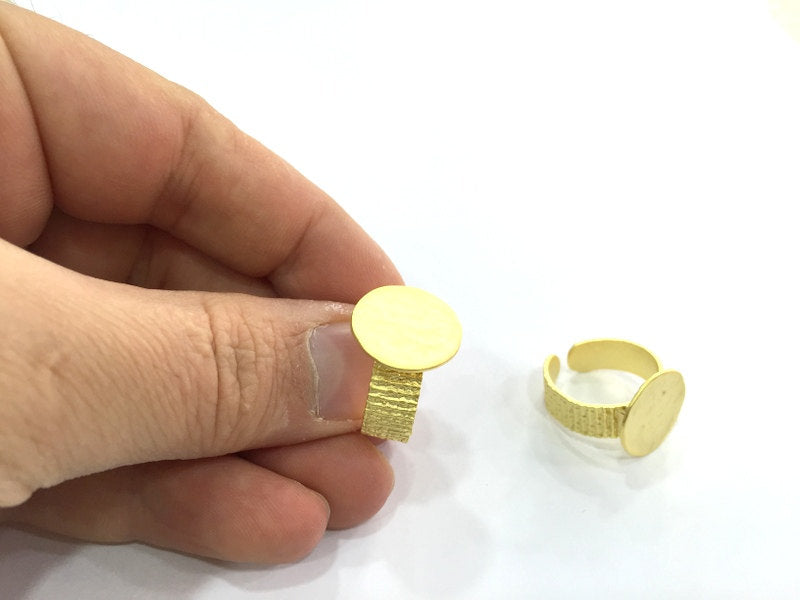 Adjustable Ring Blank, (15mm blank ) Gold Plated Brass G5072