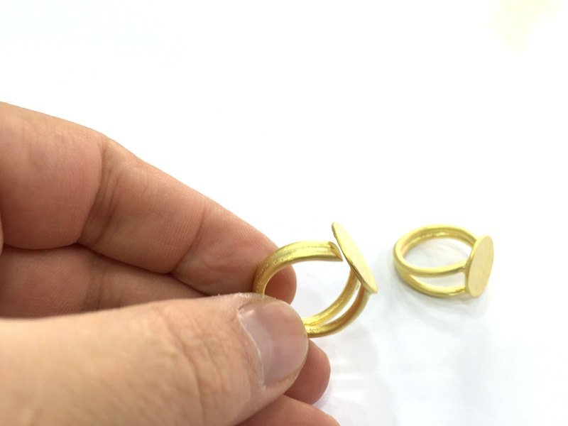 Adjustable Ring Blank, (15mm blank ) Gold Plated Brass G5073
