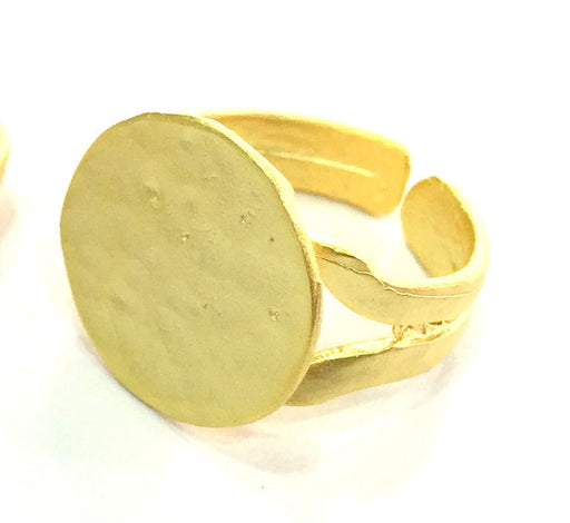 Ring Settings Adjustable Gold Ring Blank, (15mm blank ) Gold Plated Brass G5075