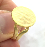 Ring Settings Adjustable Gold Ring Blank, (15mm blank ) Gold Plated Brass G5075
