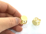 Adjustable Ring Blank, (15mm blank ) Gold Plated Brass G5076