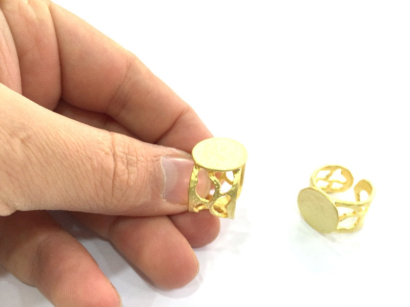 Adjustable Ring Blank, (15mm blank ) Gold Plated Brass G5076