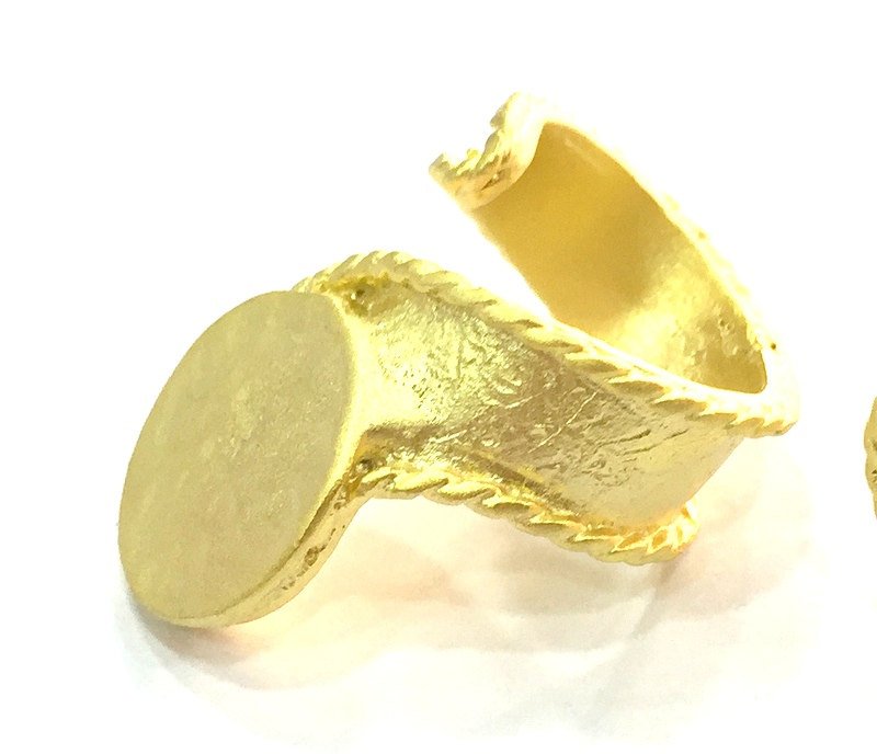 Adjustable Ring Blank, (15mm blank ) Gold Plated Brass G5078