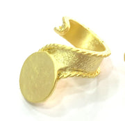 Adjustable Ring Blank, (15mm blank ) Gold Plated Brass G5078