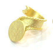 Adjustable Ring Blank, (15mm blank ) Gold Plated Brass G5078