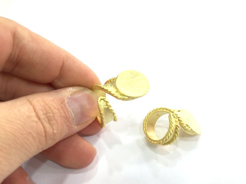 Adjustable Ring Blank, (15mm blank ) Gold Plated Brass G5078