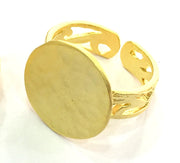 Adjustable Ring Blank, (15mm blank ) Gold Plated Brass G5080