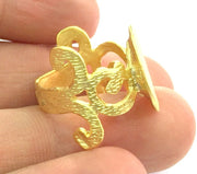 Adjustable Ring Blank, (15mm blank ) Gold Plated Brass G5081