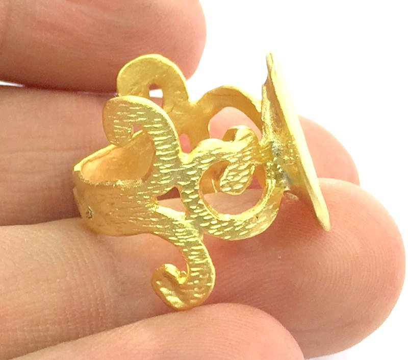 Adjustable Ring Blank, (15mm blank ) Gold Plated Brass G5081