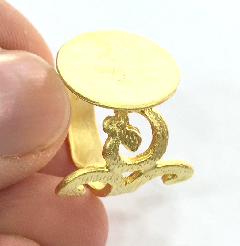 Adjustable Ring Blank, (15mm blank ) Gold Plated Brass G5081