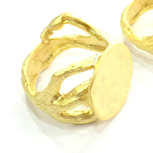 Adjustable Ring Blank, (15mm blank ) Gold Plated Brass G5082
