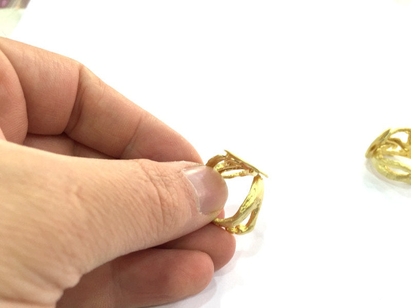 Adjustable Ring Blank, (15mm blank ) Gold Plated Brass G5082