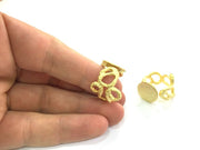 Adjustable Ring Blank, (15mm blank ) Gold Plated Brass G5083