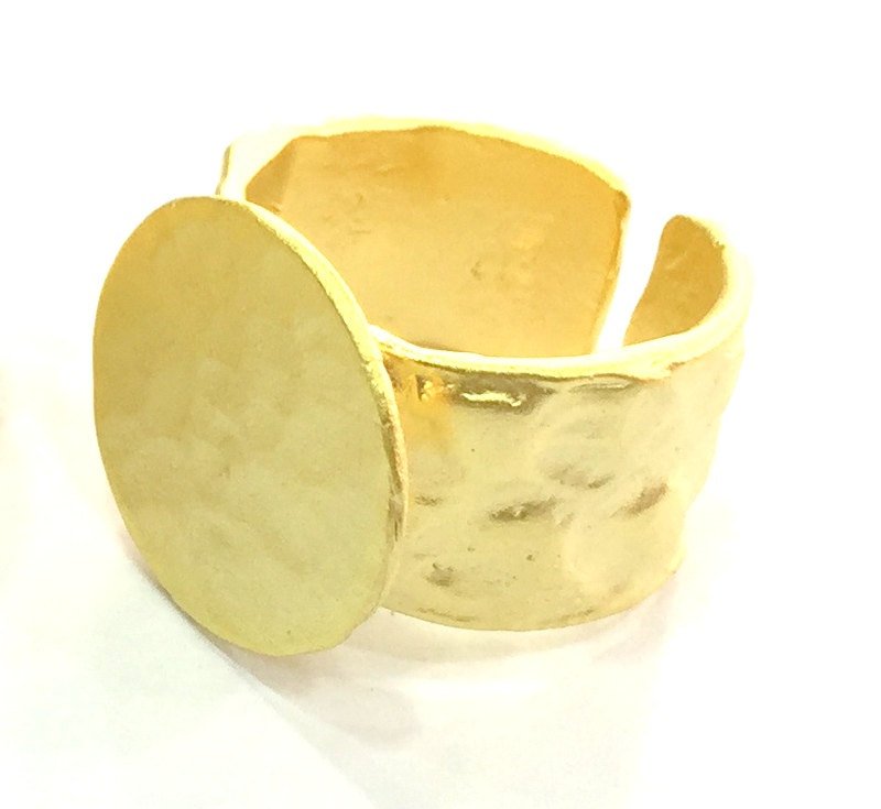 Adjustable Ring Blank, (15mm blank ) Gold Plated Brass G5085