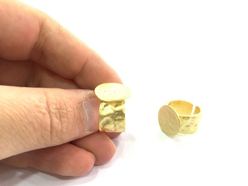 Adjustable Ring Blank, (15mm blank ) Gold Plated Brass G5085