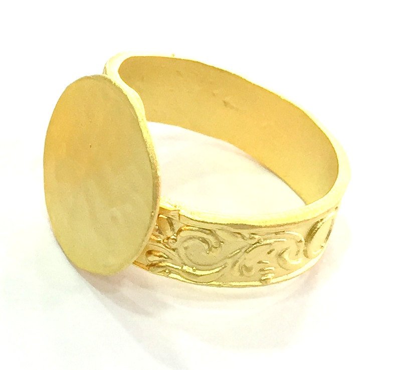 Adjustable Ring Blank, (15mm blank ) Gold Plated Brass G5086