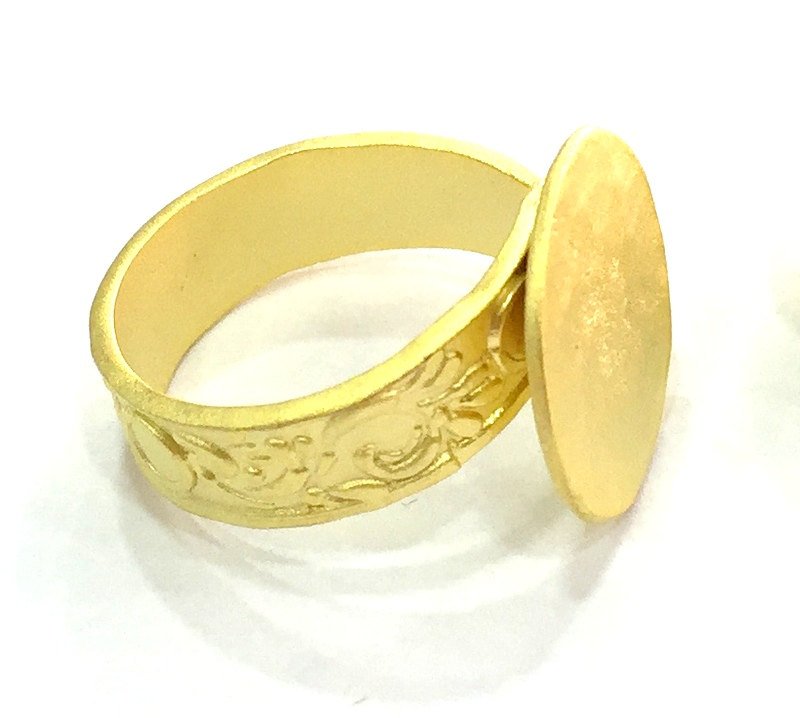 Adjustable Ring Blank, (15mm blank ) Gold Plated Brass G5086