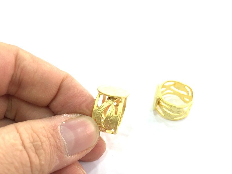 Adjustable Ring Blank, (15mm blank ) Gold Plated Brass G5088